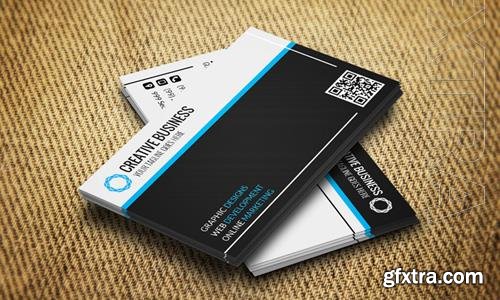 Elegant business card with blue psd template