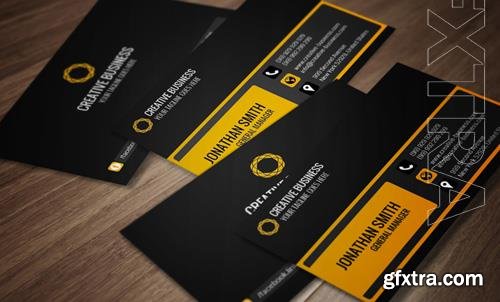 Business card black with yellow design psd template