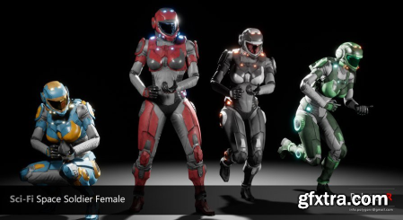 Unreal Engine Marketplace - Sci Fi Space Soldier Female (4.16 - 4.27)