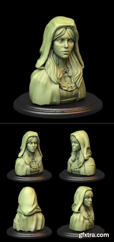 Hooded Girl Bust – 3D Print Model