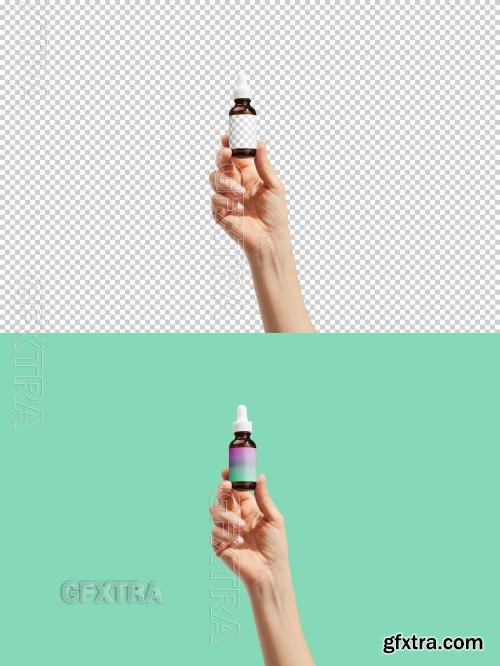 Hand Holding Bottle Dropper Mockup 495779879