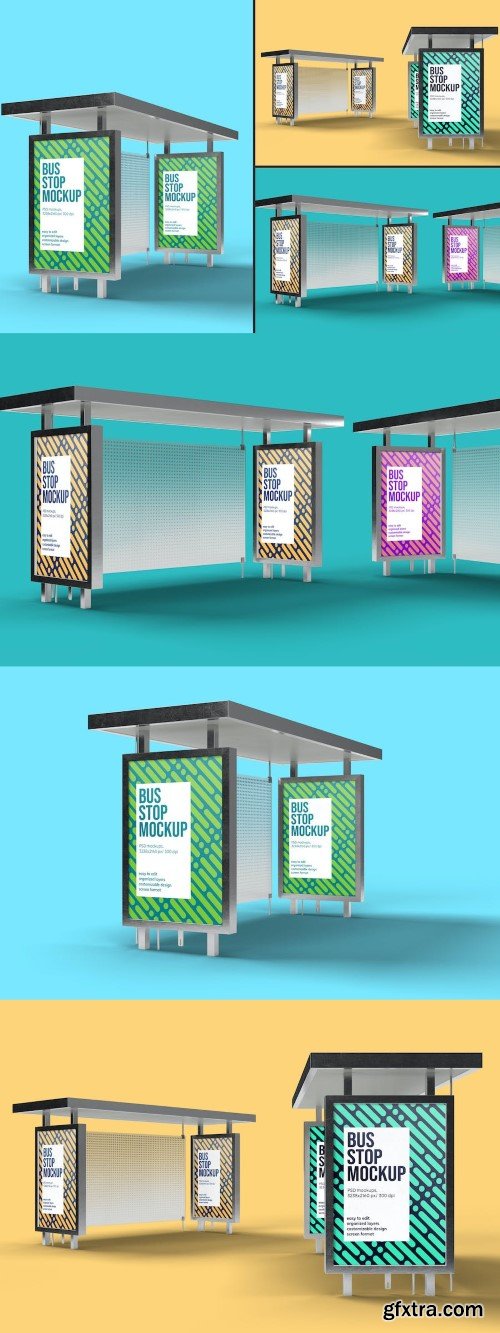 Bus Stop Mockup with editable background