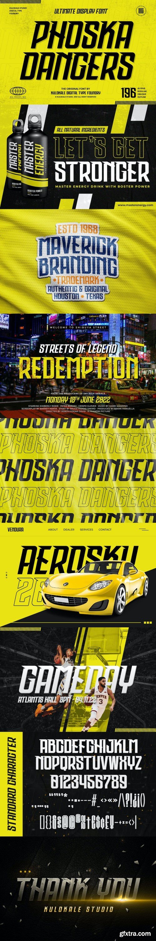 Phoska Dangers - Game Techno Display Font