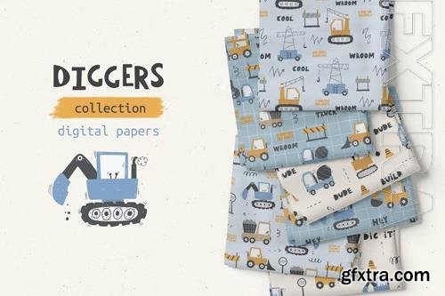 Diggers Collection - Baby Digital Papers