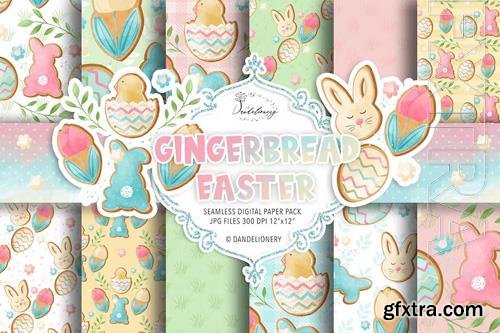 Happy Easter gingerbread digital paper pack