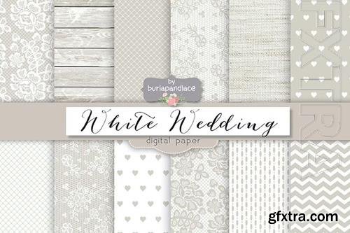 White wedding digital paper pack