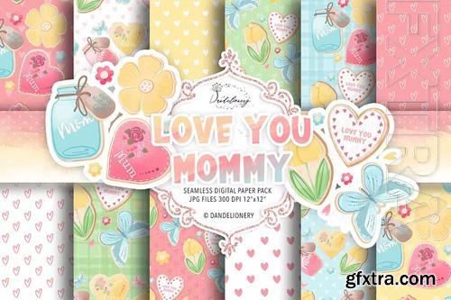 Love you mom digital paper pack