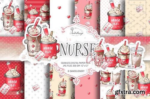 Nurse Coffee digital paper pack