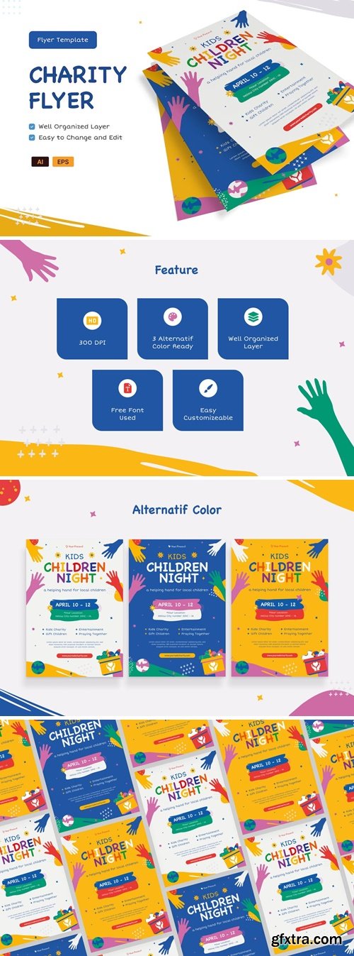 Charity Creative Flyer AI & EPS Template CZA556D