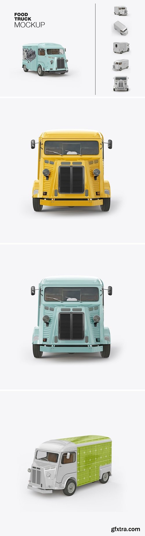 Set Vintage Food Truck Mockup UEJZEGA