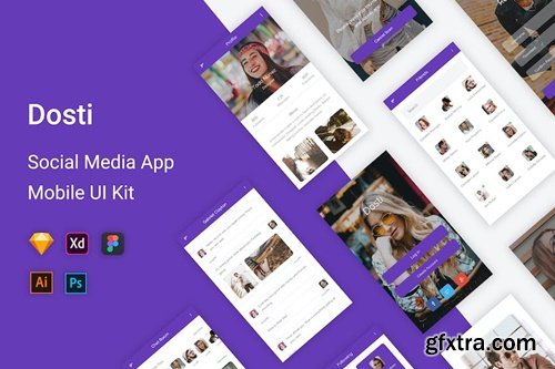 Dosti-Social Media Mobile App UI Kit YWTH7B9