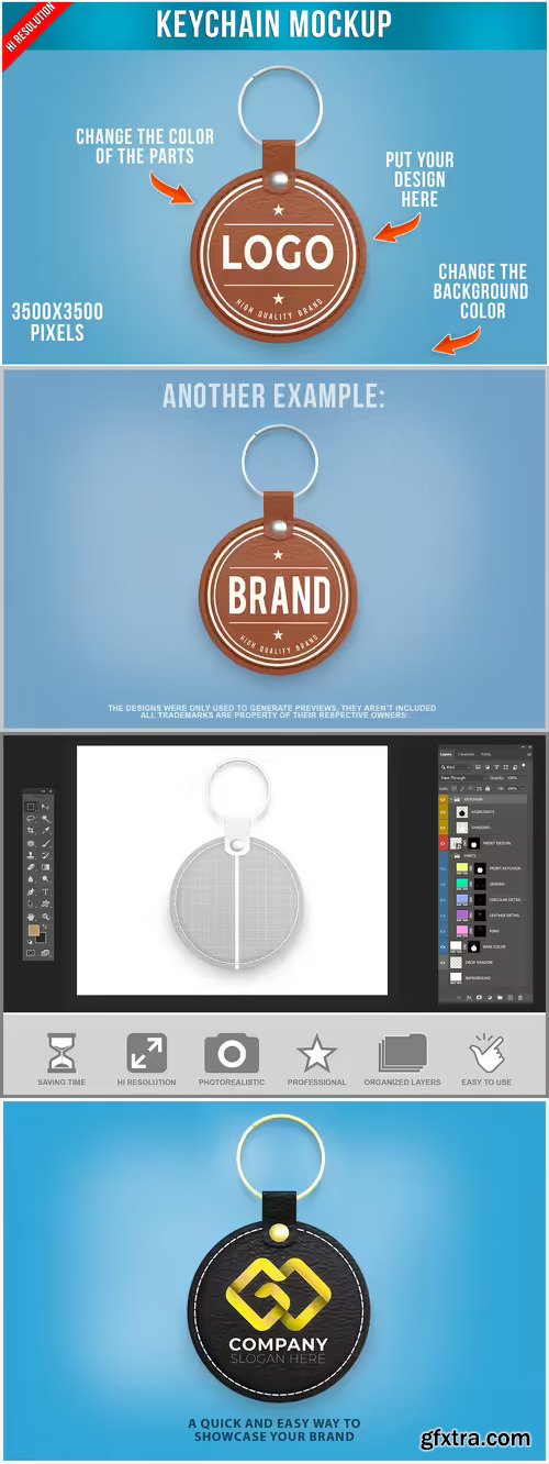 Leather Keychain Mockup