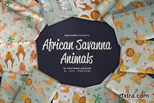 African Savanna Animals - Seamless Pattern Design