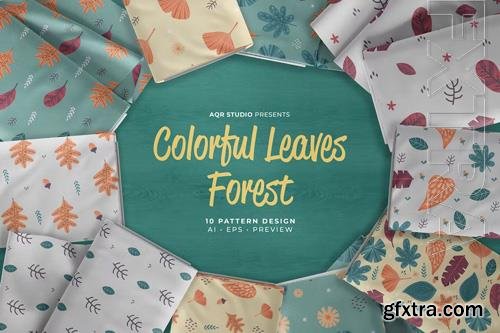 Colorful Leaves Forest - Seamless Pattern Design