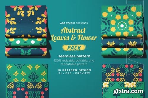 Abstract Leaves & Floral - Seamless Pattern Set 