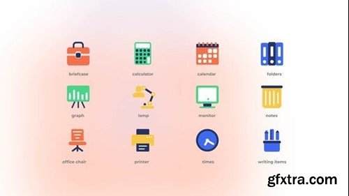 Videohive Office Supplies - Flat Icons 43938934