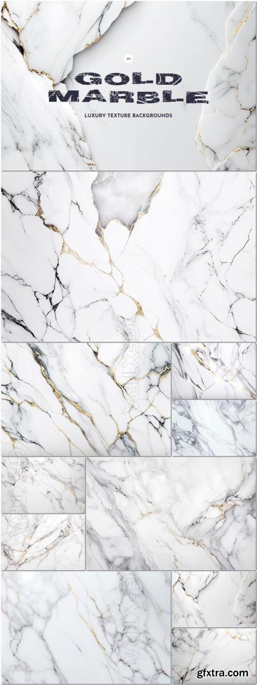 White and Gold Marble Texture Backgrounds 