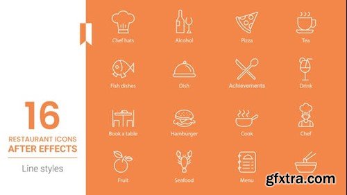 Videohive Restaurant Line Icons Pack 43930072