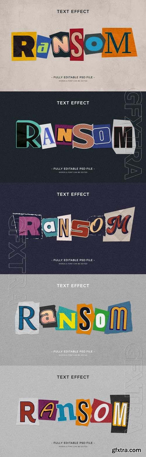 Ransom note psd text effect template set 