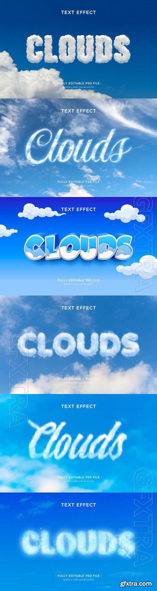 PSD clouds text effect template set 