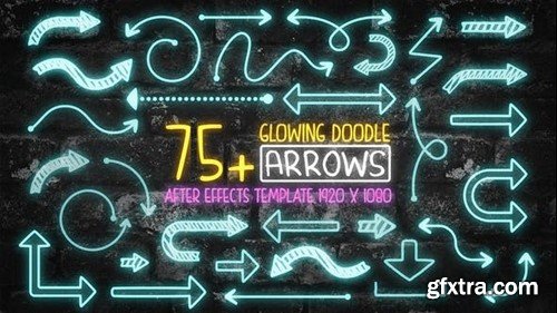 Videohive 75 Glowing Doodle Arrow Pack After Effects 43939027