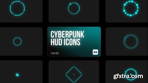 Videohive Cyberpunk HUD Icons 02 for After Effects 43989480