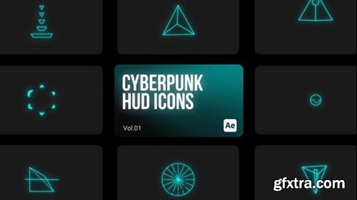 Videohive Cyberpunk HUD Icons 01 for After Effects 43989448