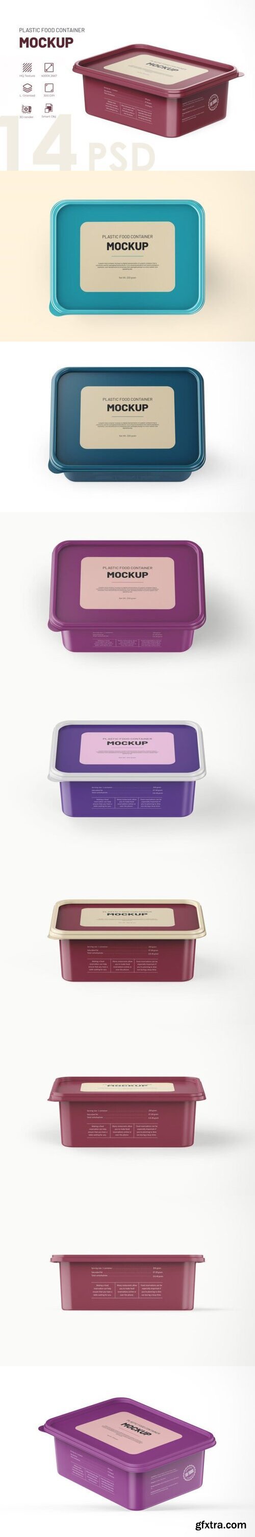 Plastic Matte Food Container Box Mockup