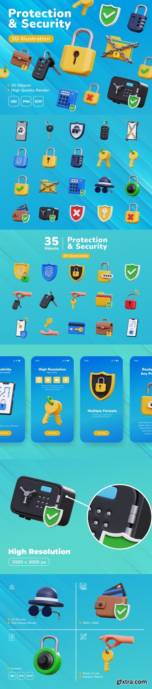 UI8 - Protection & Security 3D Icon Set