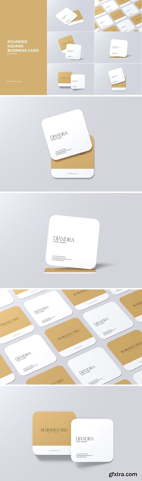 Rounded Square Business Card Mockup 76PYC9K