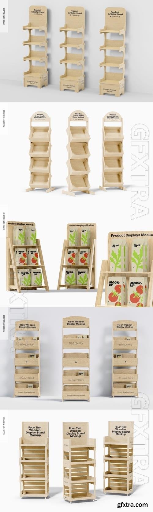 Tier wooden display stands psd template mockup