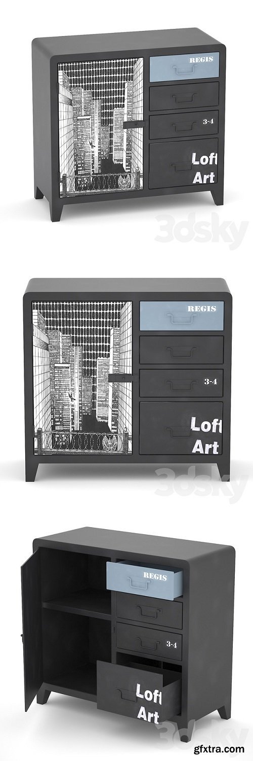 Black and White locker loft art  | Vray