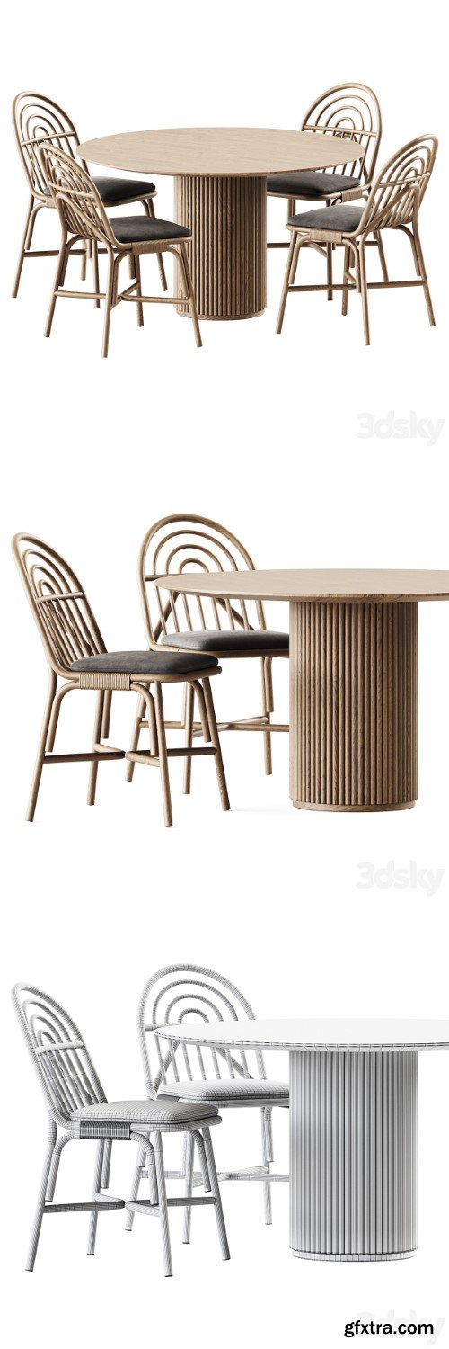 Table Palais royal By asplund and Chair Rotin by Guillaume Delvigne | Corona