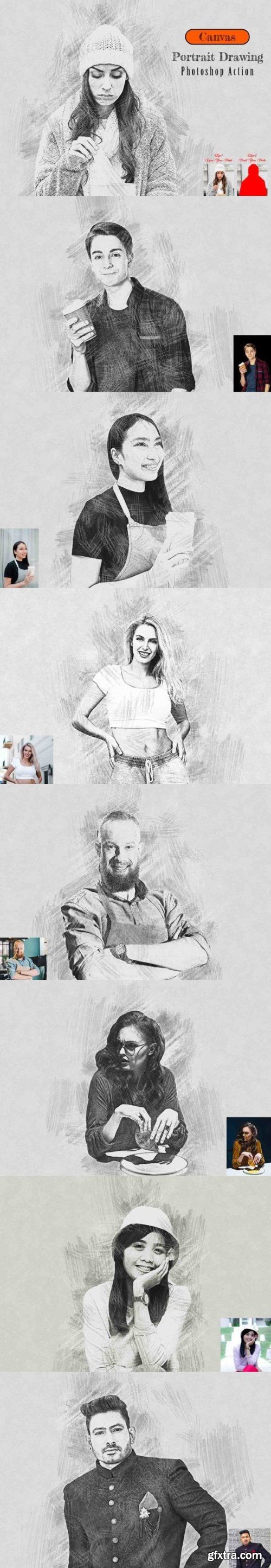 Creativemarket - Canvas Portrait Drawing Photoshop Action