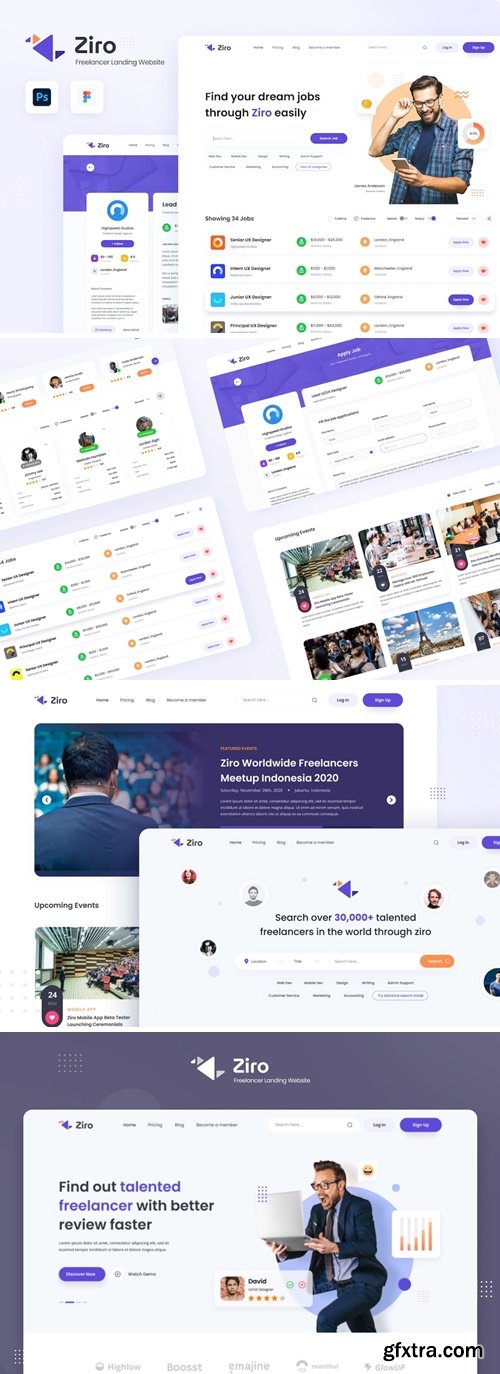 Ziro - Freelancer Directory Website Design QE43D8B