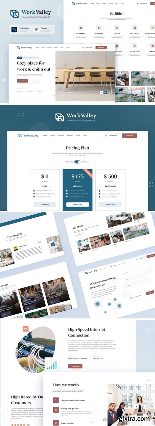 Work Valley - Coworking Space Website UI Design NWC73BC