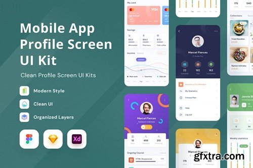 Mobile App Profile Screen UI Kit EW9F7CK