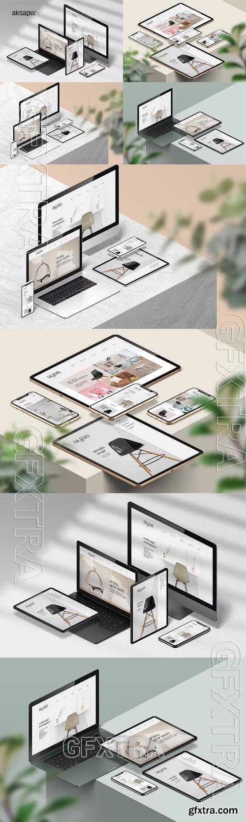 Responsive Screen Isometric Mockup 8X5UYKR