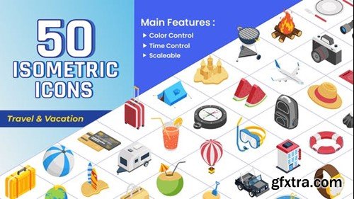 Videohive Isometric Icons - Travel & Vacation 43933268