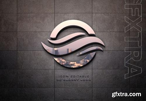 PSD metal luxure logo with 3d effect reflection 