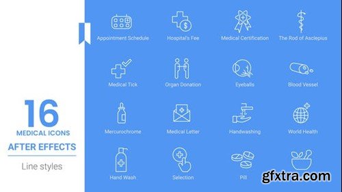 Videohive Medical Hospital Icon Set Line pack 43987973