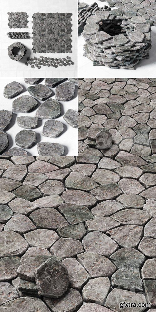 Rock Stone Paving Wall Road | Vray