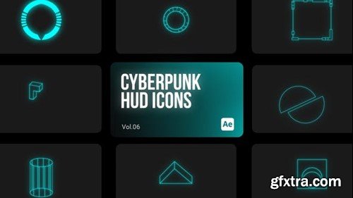 Videohive Cyberpunk HUD Icons 06 for After Effects 44112974