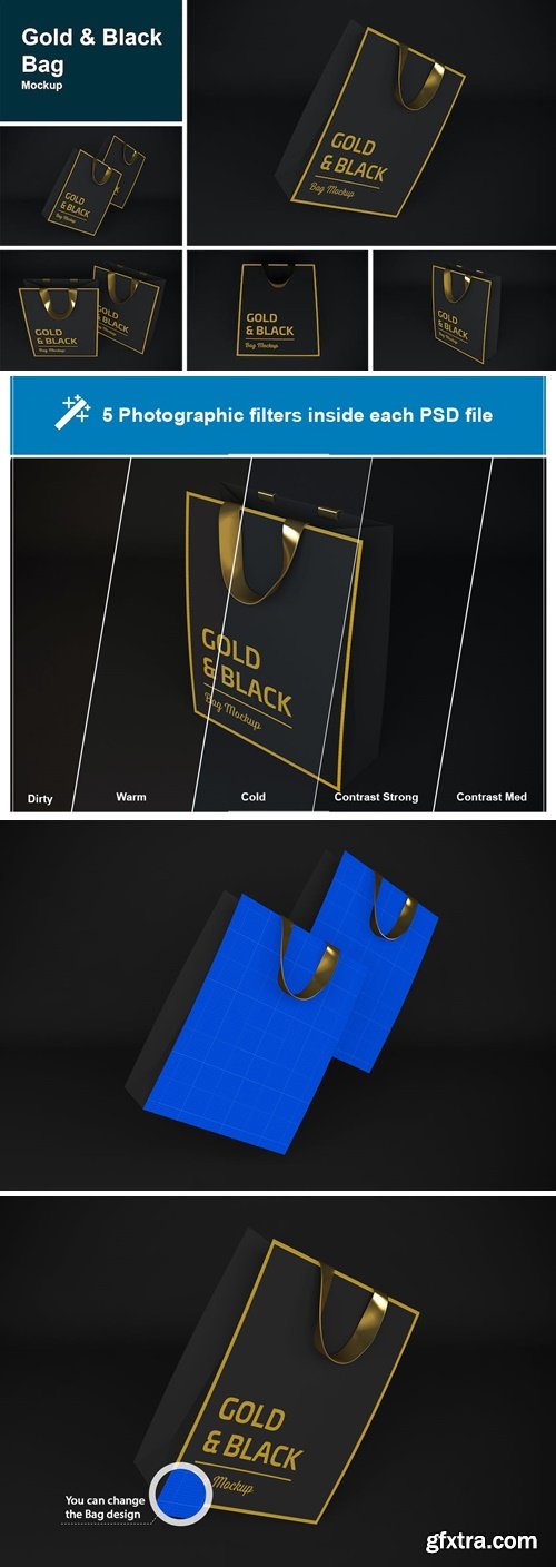 Gold & Black Bag Mockup JWNRWVV