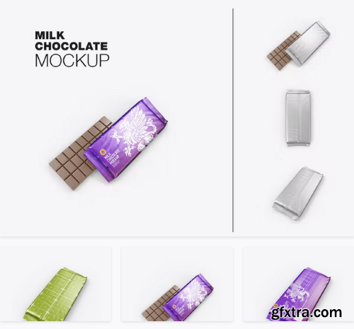 Set Glossy Chocolate Bar Mockup