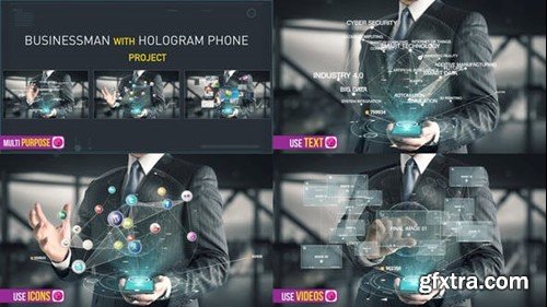 Videohive Businessman with Hologram Phone 21612818