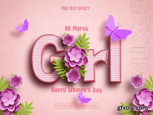 Girls, womens day text effect psd design
