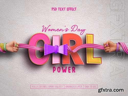 PSD girls, womens day text effect design
