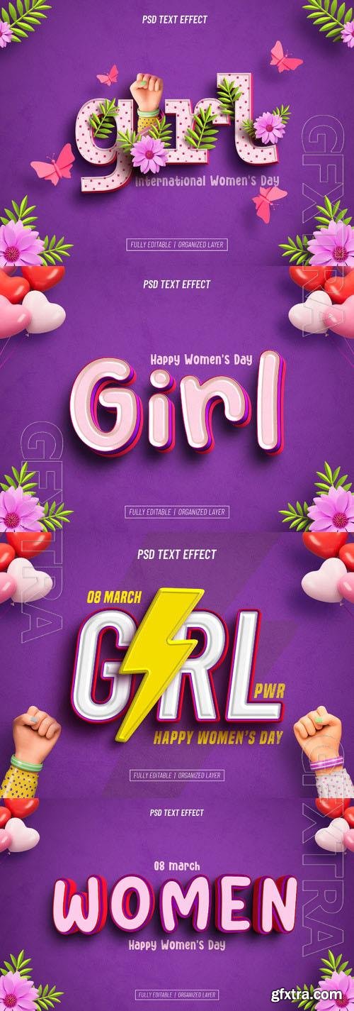 Womens day psd style text effect editable collection vol 3