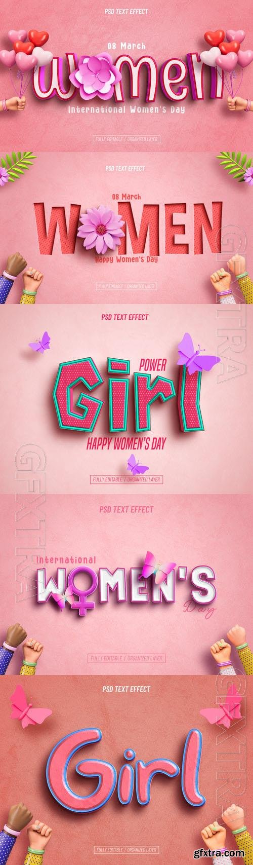 Womens day psd style text effect editable collection vol 2